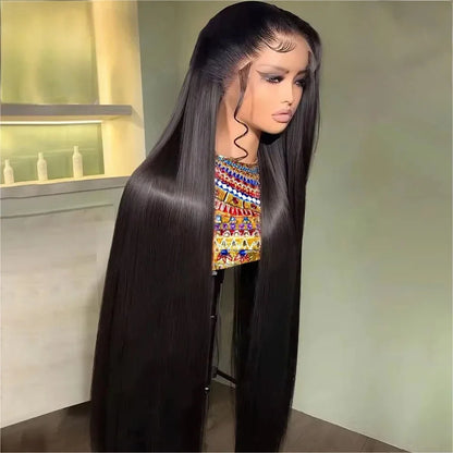 13x6 Bone Straight Human Hair Wigs 13x4 Brazilian HD Transparent Lace Front Wig Hd Full  HD Lace Human Hair Wig For Women 38Inch