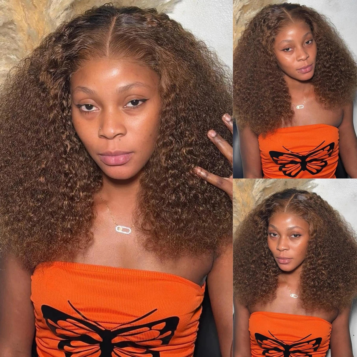 Dark Brown Short Bob Wigs Curly 13x4 Lace Frontal Human Hair Wigs 220% Density HD Transparent Lace Front Wig Colored #4 Lace Wig