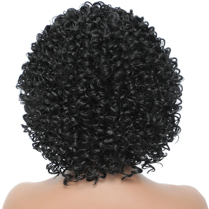 Short Glueless Wig Soft Kinky Curly Headband Wigs Afro Deep Wave Synthetic Hair Wig for Women & Girls Natural pelucas para mujer