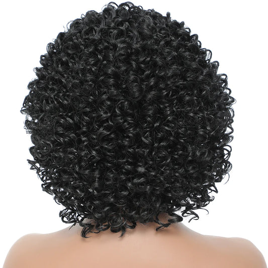 Short Glueless Wig Soft Kinky Curly Headband Wigs Afro Deep Wave Synthetic Hair Wig for Women & Girls Natural pelucas para mujer